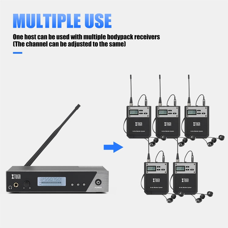 XTUGA  IEM1100 Professional Wireless In Ear Monitor System 5 BodyPacks(UK Plug) - Microphone by XTUGA | Online Shopping South Africa | PMC Jewellery | Buy Now Pay Later Mobicred