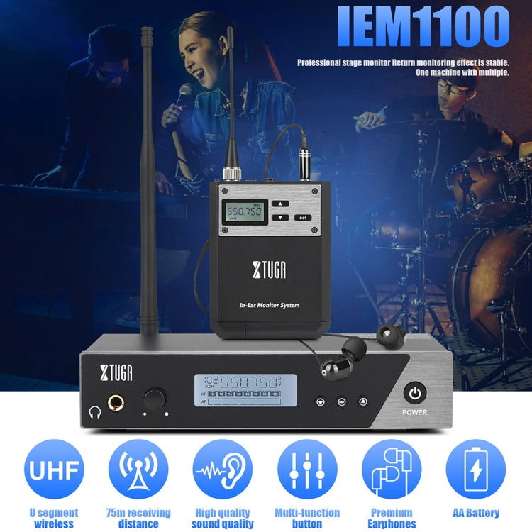 XTUGA  IEM1100 Professional Wireless In Ear Monitor System 2 BodyPacks(AU Plug) - Microphone by XTUGA | Online Shopping South Africa | PMC Jewellery | Buy Now Pay Later Mobicred