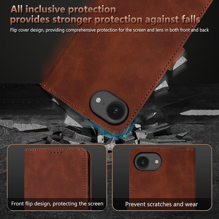 For iPhone 16e AZNS Skin Feel Calf Texture Flip Leather Phone Case(Blue) - iPhone 16e Cases by AZNS | Online Shopping South Africa | PMC TechLife | Buy Now Pay Later Mobicred
