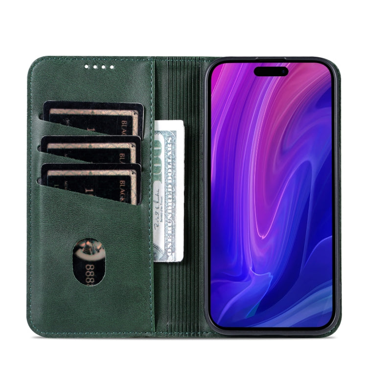 For iPhone 16 Pro AZNS Magnetic Calf Texture Flip Leather Phone Case(Dark Green) - iPhone 16 Pro Cases by AZNS | Online Shopping South Africa | PMC Jewellery | Buy Now Pay Later Mobicred