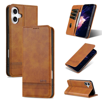 For iPhone 16 AZNS Magnetic Calf Texture Flip Leather Phone Case(Light Brown) - iPhone 16 Cases by AZNS | Online Shopping South Africa | PMC Jewellery | Buy Now Pay Later Mobicred