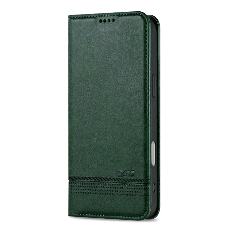 For iPhone 16 AZNS Magnetic Calf Texture Flip Leather Phone Case(Dark Green) - iPhone 16 Cases by AZNS | Online Shopping South Africa | PMC Jewellery | Buy Now Pay Later Mobicred