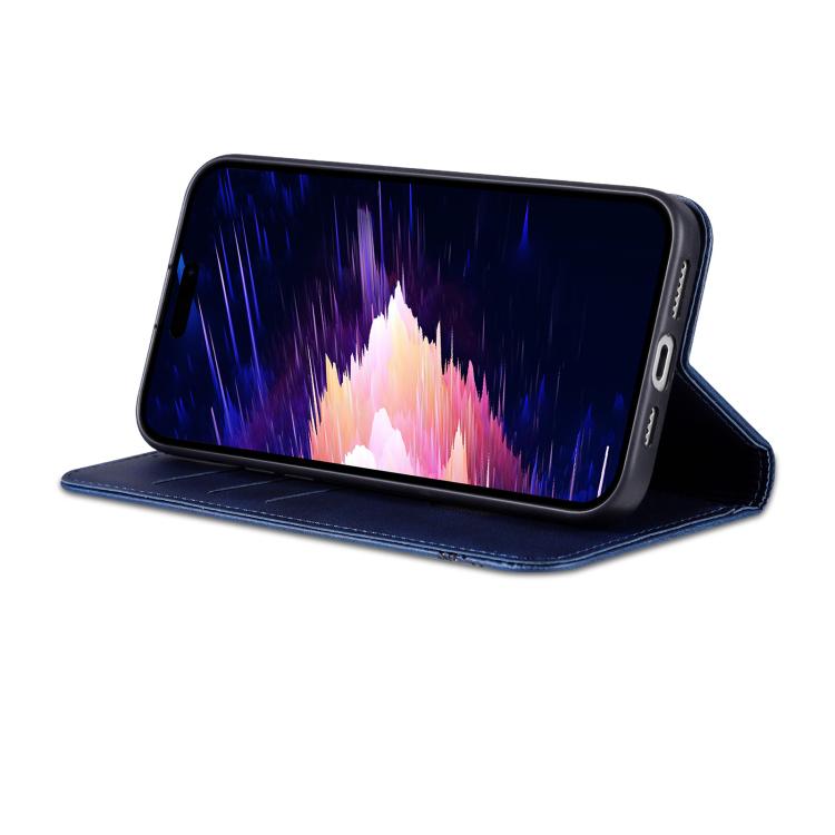 For iPhone 16e AZNS Magnetic Calf Texture Flip Leather Phone Case(Dark Blue) - free shipping - PMC TechLife - Order now!