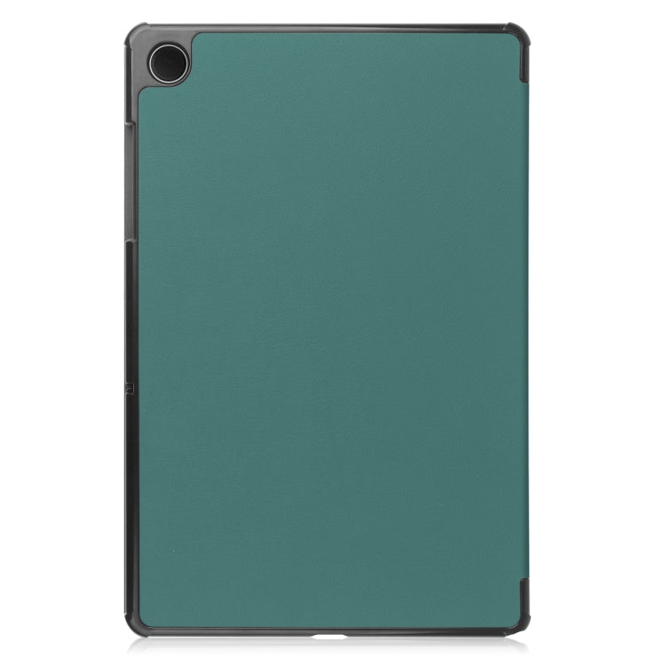 For Samsung Galaxy Tab A9 Custer Pure Color 3-Fold Holder Leather Tablet Case(Dark Green) - Others by PMC TechLife | Online Shopping South Africa | PMC TechLife | Buy Now Pay Later Mobicred