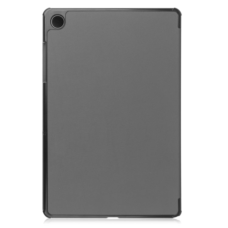 For Samsung Galaxy Tab A9 Custer Pure Color 3-Fold Holder Leather Tablet Case(Grey) - Others by PMC TechLife | Online Shopping South Africa | PMC TechLife | Buy Now Pay Later Mobicred