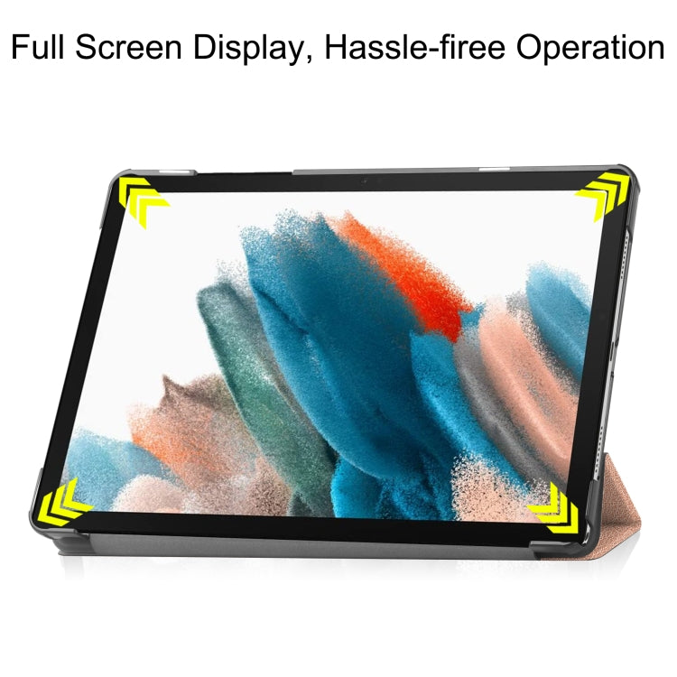 For Samsung Galaxy Tab A9 Custer Pure Color 3-Fold Holder Leather Tablet Case(Rose Gold) - Others by PMC TechLife | Online Shopping South Africa | PMC TechLife | Buy Now Pay Later Mobicred