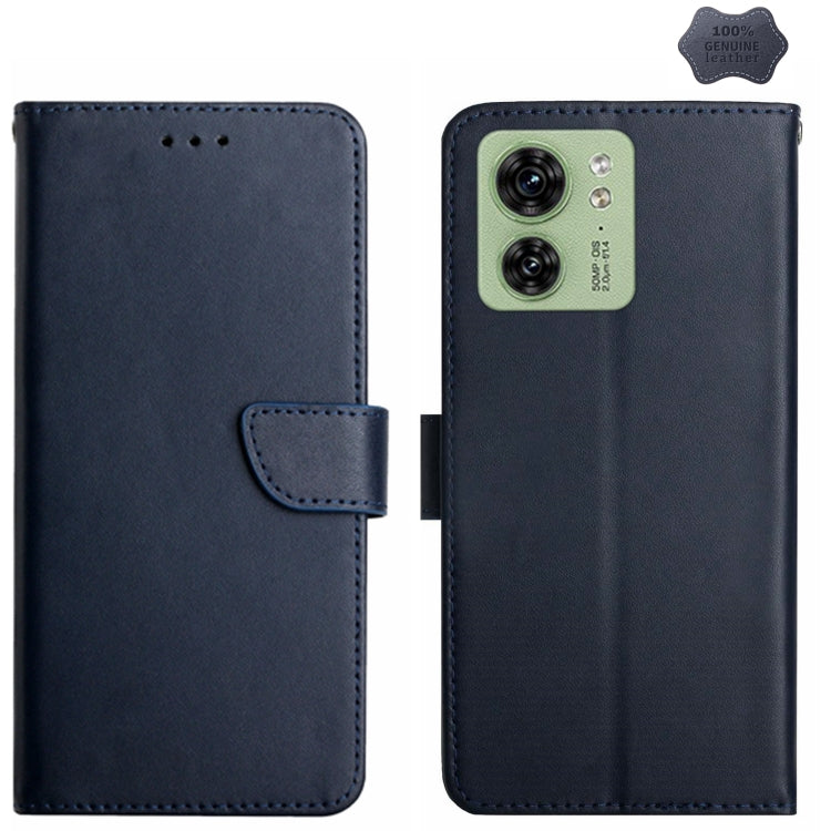 For Motorola Edge 40 Genuine Leather Fingerprint-proof Horizontal Flip Phone Case(Blue) - Motorola Cases by PMC TechLife | Online Shopping South Africa | PMC TechLife | Buy Now Pay Later Mobicred
