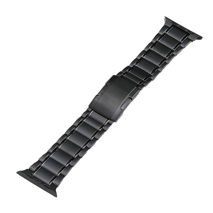 For Apple Watch 42mm Five Beads Turtle Buckle Titanium Steel Watch Band(Black) - Watch Bands by PMC Jewellery | Online Shopping South Africa | PMC Jewellery