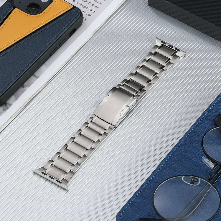 For Apple Watch 42mm Five Beads Turtle Buckle Titanium Steel Watch Band(Silver) - Watch Bands by PMC TechLife | Online Shopping South Africa | PMC TechLife