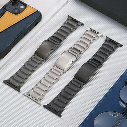 For Apple Watch Series 6 44mm Five Beads Turtle Buckle Titanium Steel Watch Band(Silver) - Watch Bands by PMC Jewellery | Online Shopping South Africa | PMC Jewellery