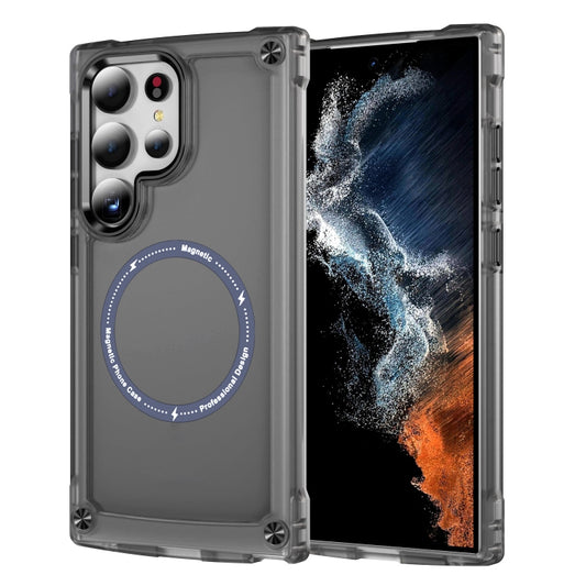 For Samsung Galaxy S25 Ultra 5G Skin Feel TPU + PC MagSafe Magnetic Phone Case(Transparent Black) - Galaxy S25 Ultra 5G Cases by PMC Jewellery | Online Shopping South Africa | PMC Jewellery | Buy Now Pay Later Mobicred