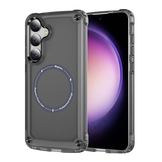 For Samsung Galaxy S25 5G Skin Feel TPU + PC MagSafe Magnetic Phone Case(Transparent Black) - Galaxy S25 5G Cases by PMC Jewellery | Online Shopping South Africa | PMC Jewellery | Buy Now Pay Later Mobicred