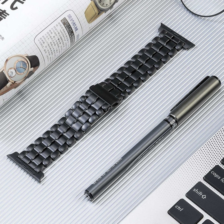 For Apple Watch 42mm Five Beads Titanium Steel Watch Band(Black) - Watch Bands by PMC TechLife | Online Shopping South Africa | PMC TechLife