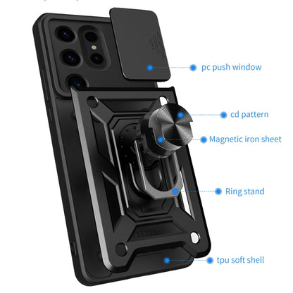 For Samsung Galaxy S24 Ultra 5G Sliding Camera Cover Design TPU+PC Phone Case(Black) - Galaxy S24 Ultra 5G Cases by PMC Jewellery | Online Shopping South Africa | PMC Jewellery