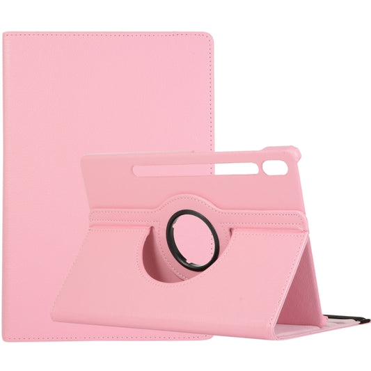 For Samsung Galaxy Tab S9 360 Degrees Rotation Holder Litchi Texture Leather Tablet Case(Pink) - Galaxy Tab S9 Cases by PMC Jewellery | Online Shopping South Africa | PMC Jewellery | Buy Now Pay Later Mobicred