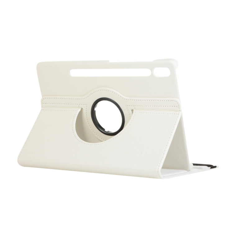 For Samsung Galaxy Tab S9+ / Tab S10+ 360 Degrees Rotation Holder Litchi Texture Leather Tablet Case(White) - Galaxy Tab S9+ Cases by PMC Jewellery | Online Shopping South Africa | PMC Jewellery | Buy Now Pay Later Mobicred