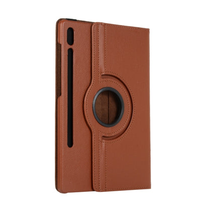 For Samsung Galaxy Tab S9 Ultra 360 Degrees Rotation Holder Litchi Texture Leather Tablet Case(Brown) - Galaxy Tab S9 Ultra Cases by PMC Jewellery | Online Shopping South Africa | PMC Jewellery | Buy Now Pay Later Mobicred