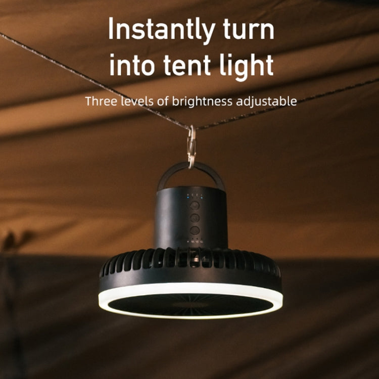 DQ216 10000mAh Outdoor Portable Liftable Swivel Head Camping Fan Tent Hanging Vertical Colorful Light with Remote Control(Khaki) - Electric Fans by PMC Jewellery | Online Shopping South Africa | PMC Jewellery | Buy Now Pay Later Mobicred