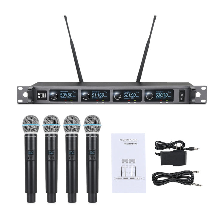 XTUGA A140-H Wireless Microphone System 4 Channel UHF Handheld Microphone(US Plug) - Microphone by XTUGA | Online Shopping South Africa | PMC Jewellery | Buy Now Pay Later Mobicred