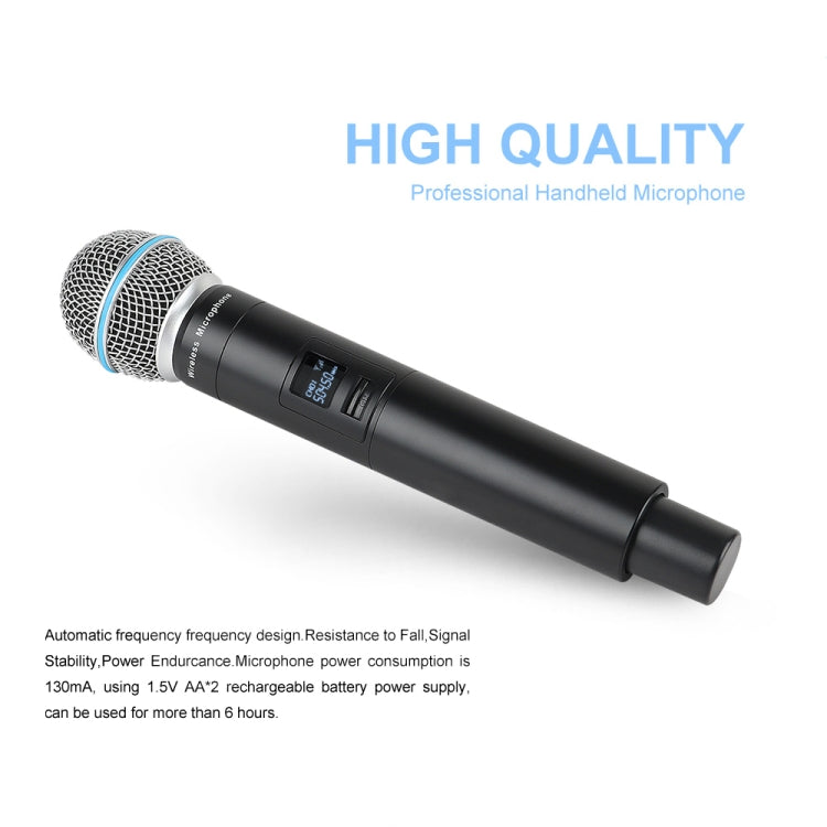 XTUGA A140-H Wireless Microphone System 4 Channel UHF Handheld Microphone(AU Plug) - Microphone by XTUGA | Online Shopping South Africa | PMC TechLife | Buy Now Pay Later Mobicred