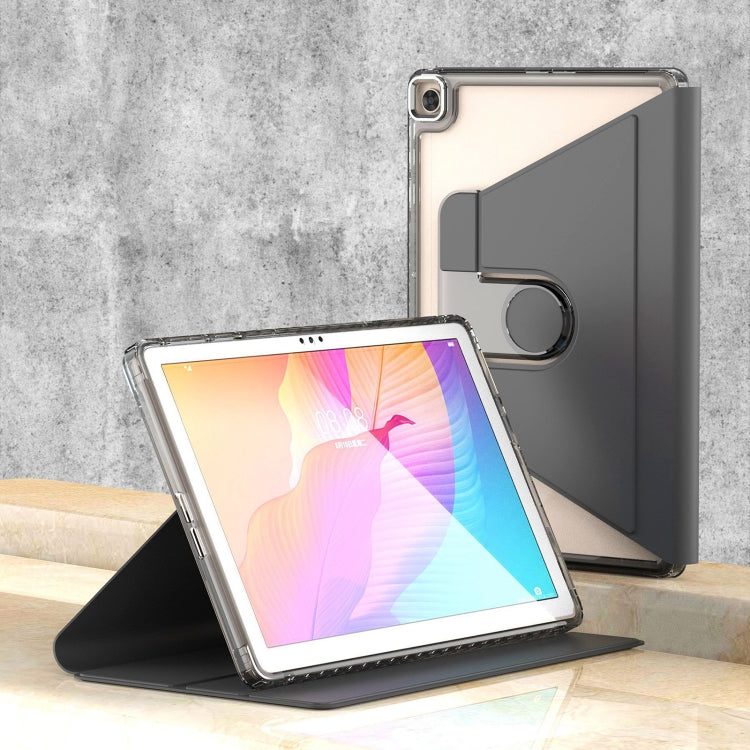 For Huawei MatePad T10 / T10S Clear 360 Rotation Stand Smart Leather Tablet Case(Black) - Huawei by PMC TechLife | Online Shopping South Africa | PMC TechLife | Buy Now Pay Later Mobicred