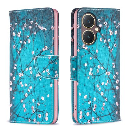 For vivo Y27 4G Colored Drawing Pattern Leather Phone Case(Plum Blossom) - vivo Cases by PMC Jewellery | Online Shopping South Africa | PMC Jewellery
