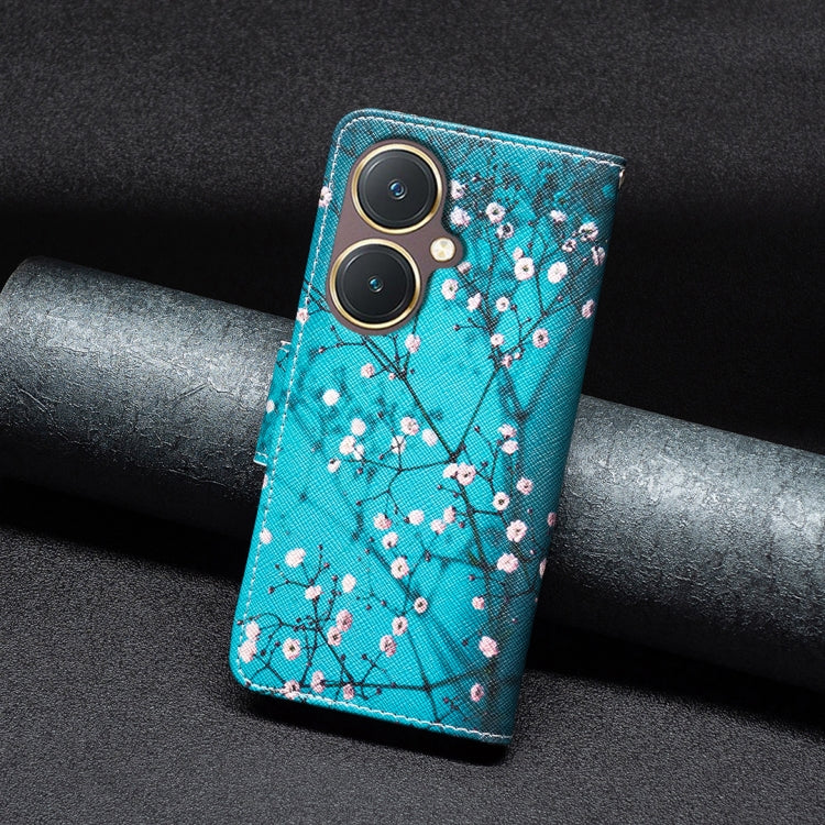 For vivo Y27 4G Colored Drawing Pattern Leather Phone Case(Plum Blossom) - vivo Cases by PMC TechLife | Online Shopping South Africa | PMC TechLife