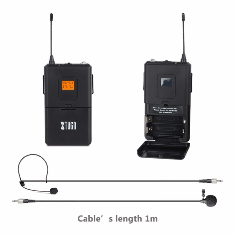 XTUGA A400-B Professional 4-Channel UHF Wireless Microphone System with 4 BodyPack Lavalier Headset Microphone(EU Plug) - Microphone by XTUGA | Online Shopping South Africa | PMC Jewellery