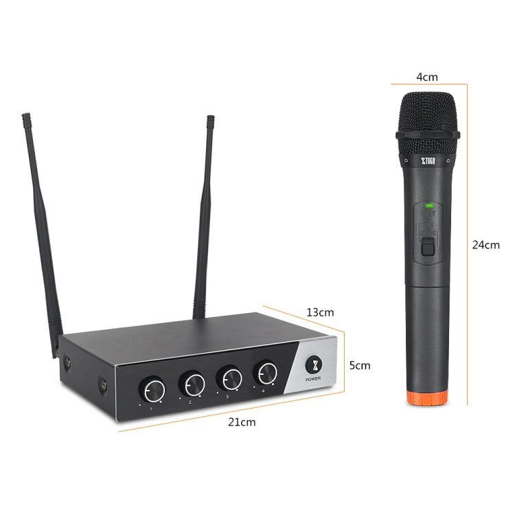 XTUGA S400 Professional 4-Channel UHF Wireless Microphone System with 4 Handheld Microphone(UK Plug) - Microphone by XTUGA | Online Shopping South Africa | PMC Jewellery | Buy Now Pay Later Mobicred