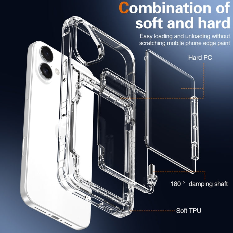 For iPhone 16 Plus Crystal Clear Flip Card Slot Phone Case(Transparent) - iPhone 16 Plus Cases by PMC Jewellery | Online Shopping South Africa | PMC Jewellery | Buy Now Pay Later Mobicred