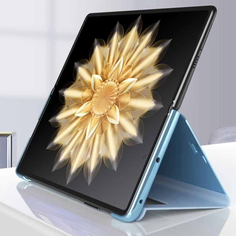 For Honor Magic V2 Electroplated Mirror Protective Phone Case with Holder(Blue) - Honor Cases by PMC TechLife | Online Shopping South Africa | PMC TechLife | Buy Now Pay Later Mobicred