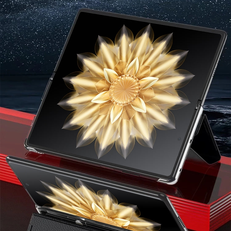 For Honor Magic V2 Smart View Window Plain Leather Phone Case(Black) - Honor Cases by PMC TechLife | Online Shopping South Africa | PMC TechLife