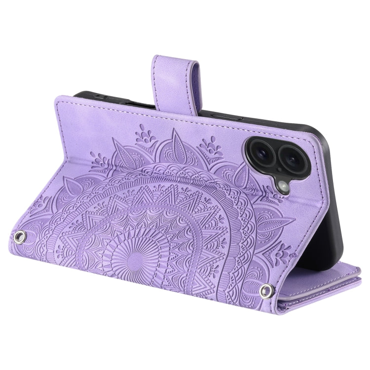 For iPhone 16 Plus Multi-Card Totem Zipper Leather Phone Case(Purple) - iPhone 16 Plus Cases by PMC Jewellery | Online Shopping South Africa | PMC Jewellery | Buy Now Pay Later Mobicred