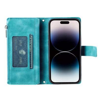 For iPhone 16 Multi-Card Totem Zipper Leather Phone Case(Green) - iPhone 16 Cases by PMC Jewellery | Online Shopping South Africa | PMC Jewellery | Buy Now Pay Later Mobicred