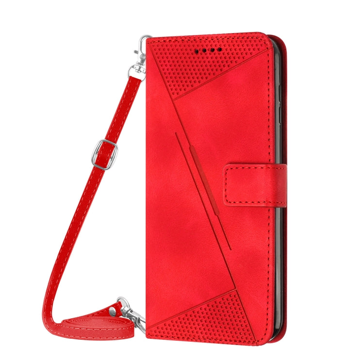 For Motorola Moto G Play 2024 Dream Triangle Leather Phone Case with Lanyard(Red) - Motorola Cases by PMC Jewellery | Online Shopping South Africa | PMC Jewellery | Buy Now Pay Later Mobicred