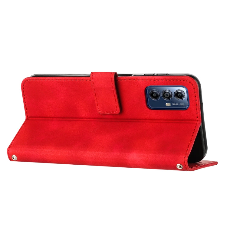 For Motorola Moto G Play 2024 Dream Triangle Leather Phone Case with Lanyard(Red) - Motorola Cases by PMC Jewellery | Online Shopping South Africa | PMC Jewellery | Buy Now Pay Later Mobicred