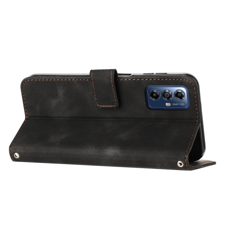 For Motorola Moto G Play 2024 Dream Triangle Leather Phone Case with Lanyard(Black) - Motorola Cases by PMC Jewellery | Online Shopping South Africa | PMC Jewellery | Buy Now Pay Later Mobicred