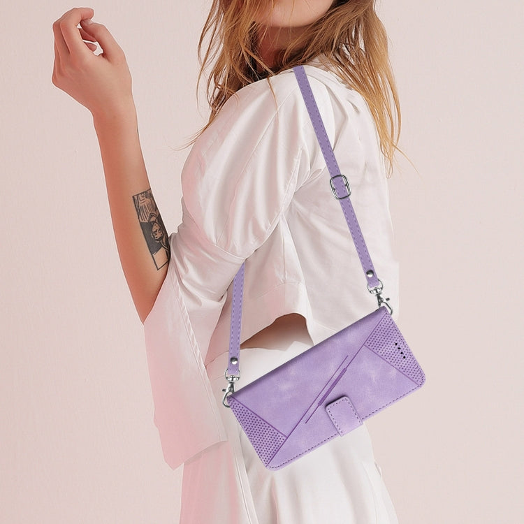 For Motorola Edge 2024 Dream Triangle Leather Phone Case with Lanyard(Purple) - Motorola Cases by PMC Jewellery | Online Shopping South Africa | PMC Jewellery | Buy Now Pay Later Mobicred