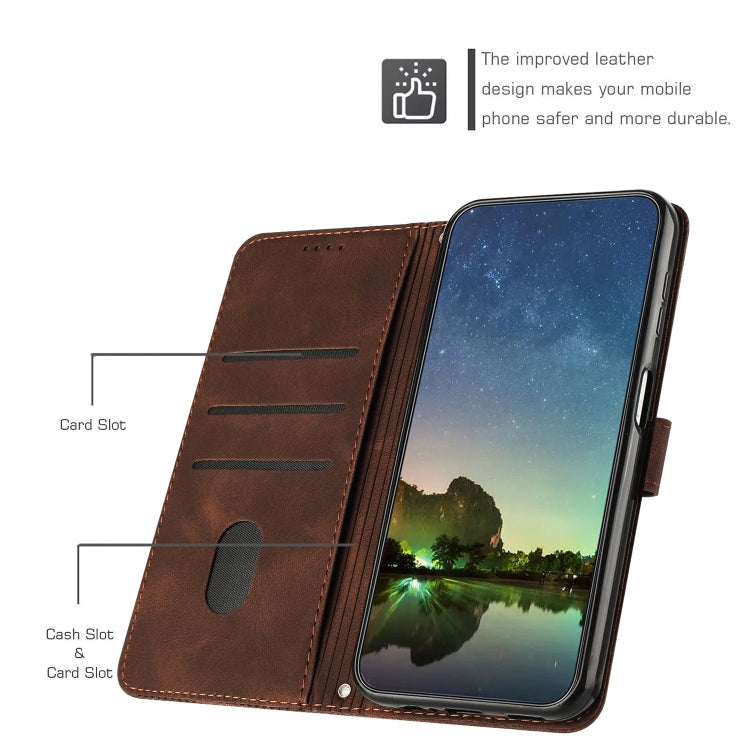 For Motorola Edge 2024 Dream Triangle Leather Phone Case with Lanyard(Brown) - Motorola Cases by PMC Jewellery | Online Shopping South Africa | PMC Jewellery | Buy Now Pay Later Mobicred