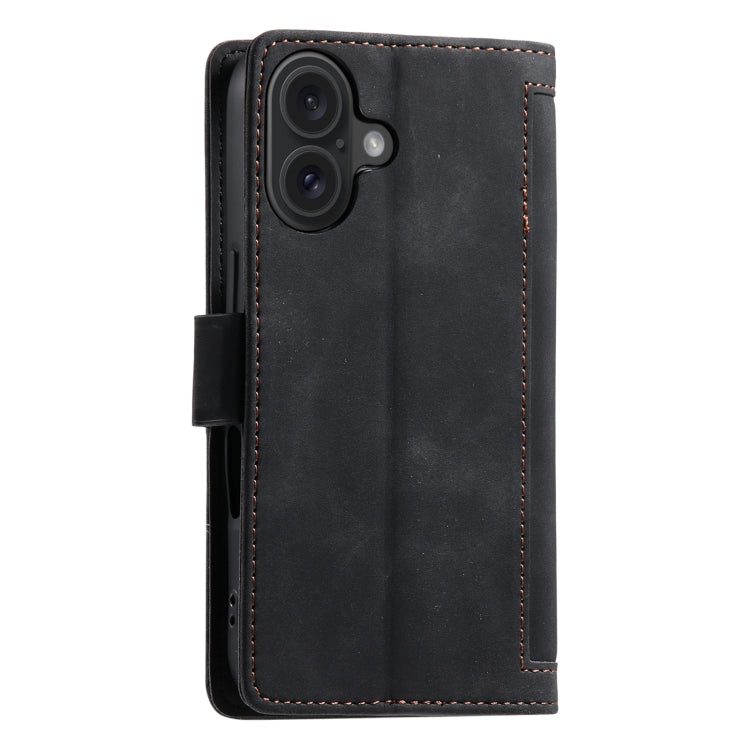 For iPhone 16 Plus Retro Splicing Horizontal Flip Leather Phone Case(Black) - iPhone 16 Plus Cases by PMC Jewellery | Online Shopping South Africa | PMC Jewellery | Buy Now Pay Later Mobicred