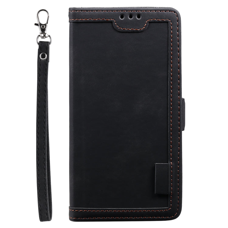 For iPhone 16 Retro Splicing Horizontal Flip Leather Phone Case(Black) - iPhone 16 Cases by PMC TechLife | Online Shopping South Africa | PMC TechLife | Buy Now Pay Later Mobicred
