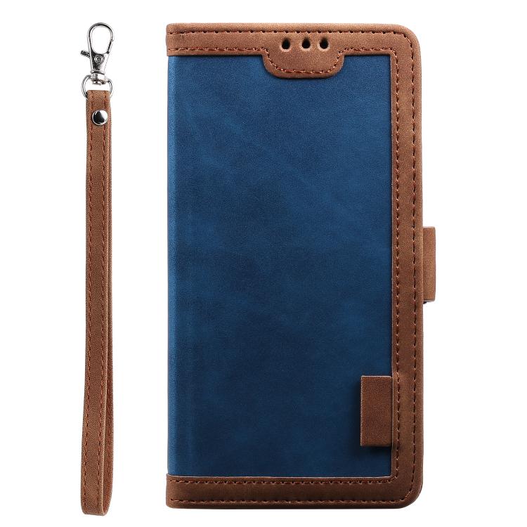For iPhone 16e Retro Splicing Horizontal Flip Leather Phone Case(Blue) - iPhone 16e Cases by PMC TechLife | Online Shopping South Africa | PMC TechLife | Buy Now Pay Later Mobicred