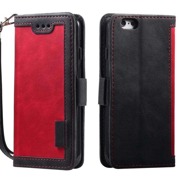 For iPhone 16e Retro Splicing Horizontal Flip Leather Phone Case(Red) - iPhone 16e Cases by PMC TechLife | Online Shopping South Africa | PMC TechLife | Buy Now Pay Later Mobicred