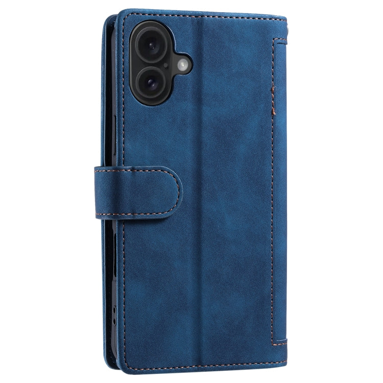 For iPhone 16 Plus Nine Card Zipper Bag Leather Phone Case with Lanyard(Blue) - iPhone 16 Plus Cases by PMC Jewellery | Online Shopping South Africa | PMC Jewellery | Buy Now Pay Later Mobicred