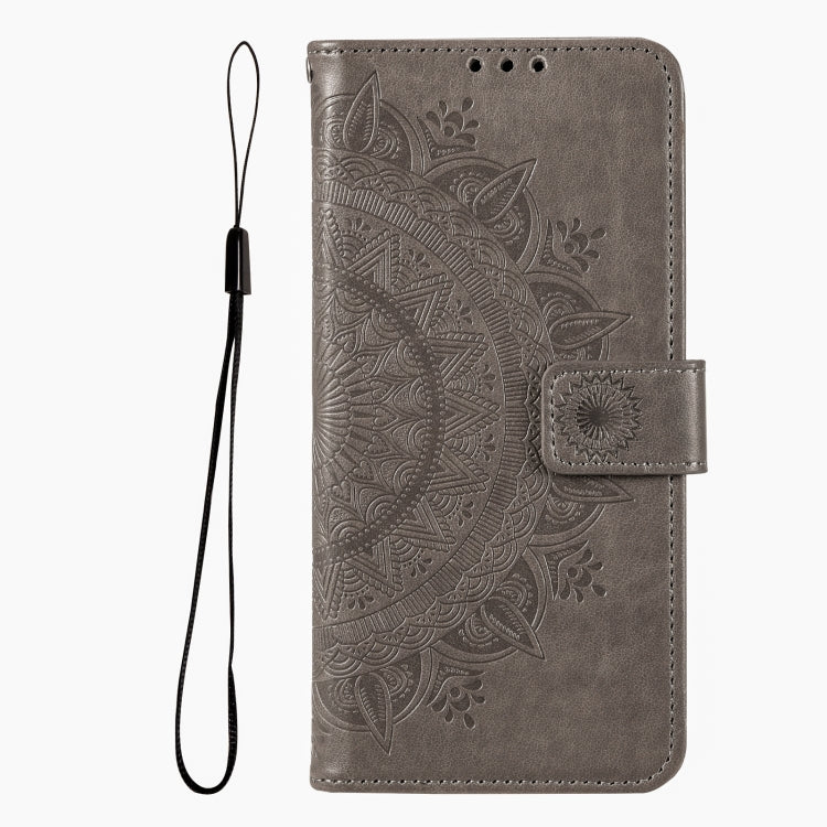 For iPhone 16 Totem Flower Embossed Leather Phone Case(Grey) - iPhone 16 Cases by PMC Jewellery | Online Shopping South Africa | PMC Jewellery | Buy Now Pay Later Mobicred