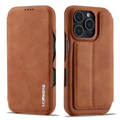 For iPhone 16 Pro LC.IMEEKE Hon Ancient Series Flip Leather Phone Case(Brown) - iPhone 16 Pro Cases by LC.IMEEKE | Online Shopping South Africa | PMC Jewellery | Buy Now Pay Later Mobicred