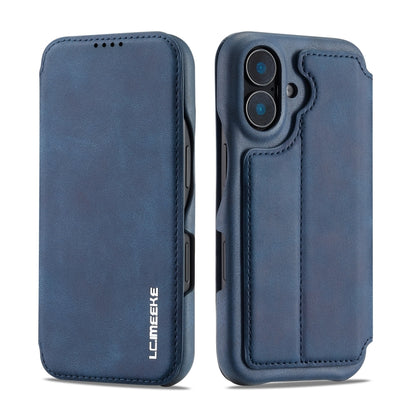 For iPhone 16 Plus LC.IMEEKE Hon Ancient Series Flip Leather Phone Case(Blue) - iPhone 16 Plus Cases by LC.IMEEKE | Online Shopping South Africa | PMC Jewellery | Buy Now Pay Later Mobicred