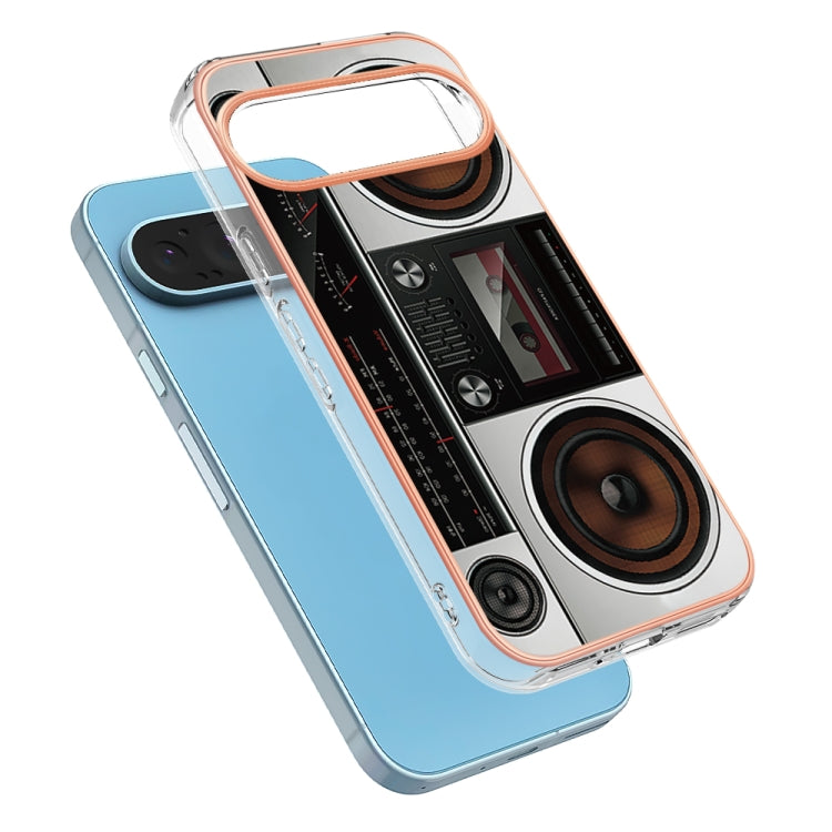 For Google Pixel 9 / 9 Pro Electroplating Dual-side IMD Phone Case(Retro Radio) - Google Cases by PMC Jewellery | Online Shopping South Africa | PMC Jewellery | Buy Now Pay Later Mobicred