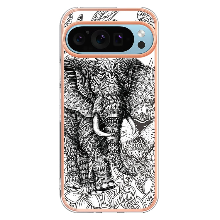 For Google Pixel 9 Pro XL Electroplating Dual-side IMD Phone Case(Totem Elephant) - Google Cases by PMC TechLife | Online Shopping South Africa | PMC TechLife | Buy Now Pay Later Mobicred