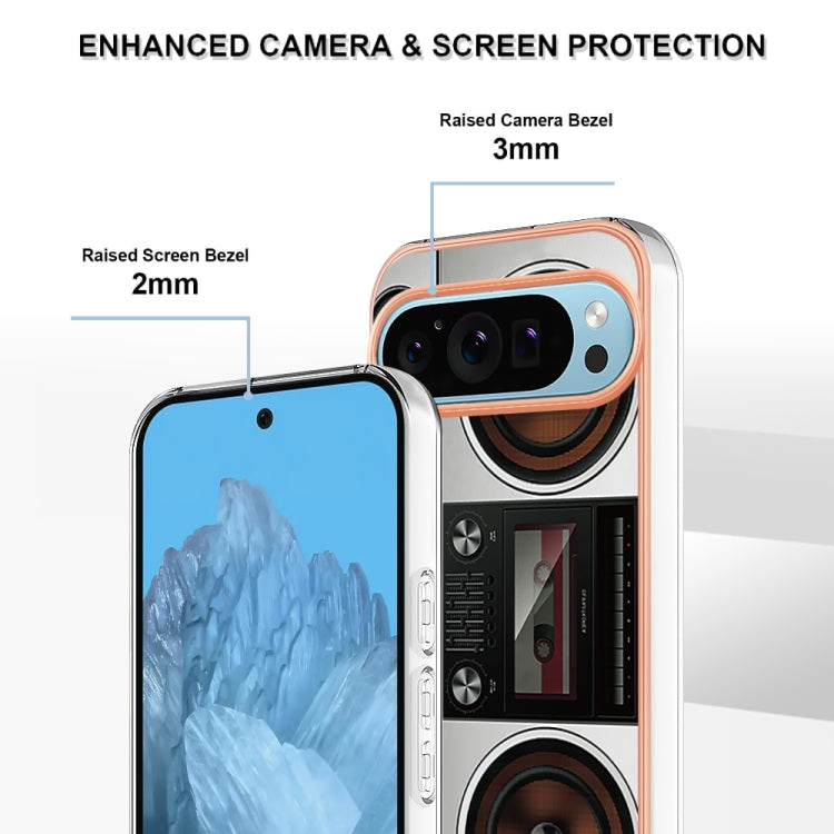 For Google Pixel 9 Pro XL Electroplating Dual-side IMD Phone Case(Retro Radio) - Google Cases by PMC TechLife | Online Shopping South Africa | PMC TechLife | Buy Now Pay Later Mobicred